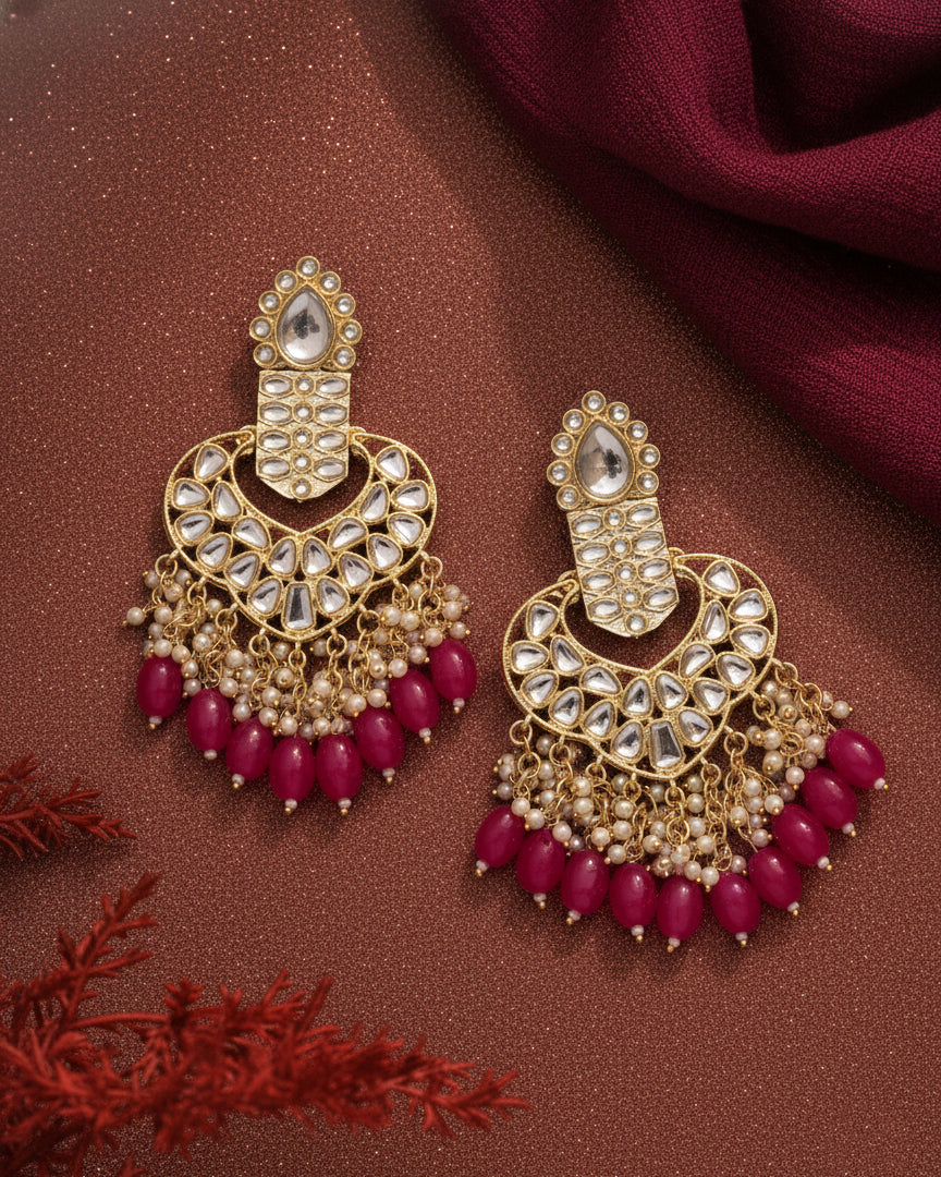 Dark Pink Neena Chandbali