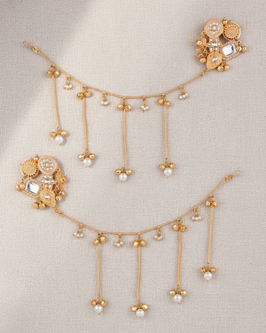 Silver Yuvika Bahubali Earring with Kaan Chain