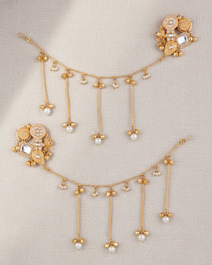 Silver Yuvika Bahubali Earring with Kaan Chain