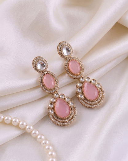 Blush Amreen Premium Designer Zircone Polki Dupe Earring