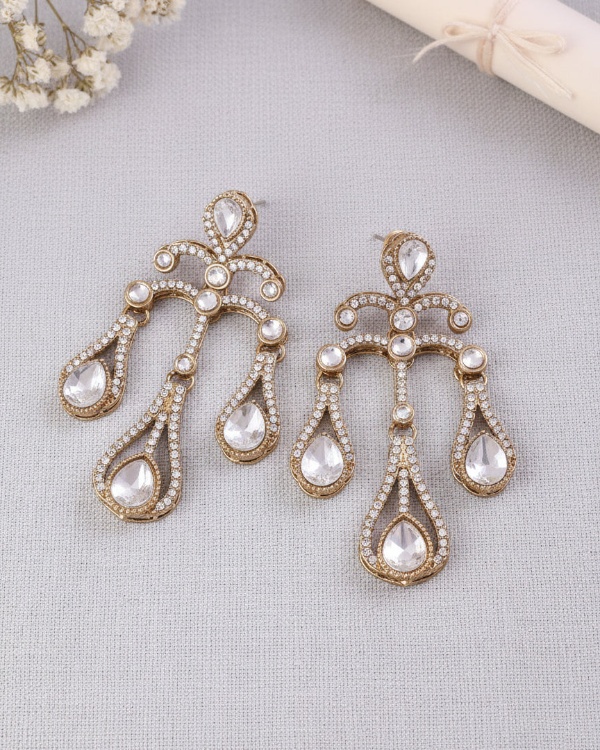 Silver Urvi Premium Designer Zircone Earring