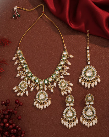 Rameeqa Designer Necklace Set with Earring and Mangteeka