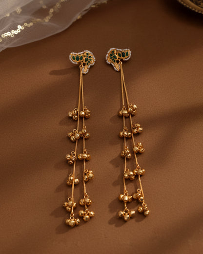 Green Arin Kashmiri Look Ghunghru Jhumka Earring