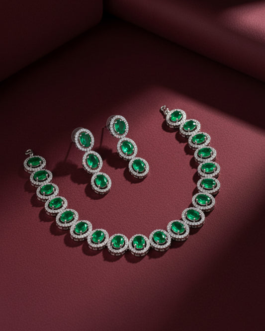 Green Chloe AD Necklace Set