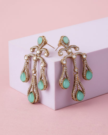 Mint Green Urvi Premium Designer Zircone Earring