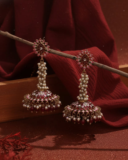 Maroon Iffat Designer Earring