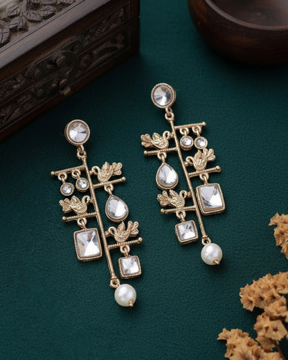 White Mohana Designer Peacock Earring