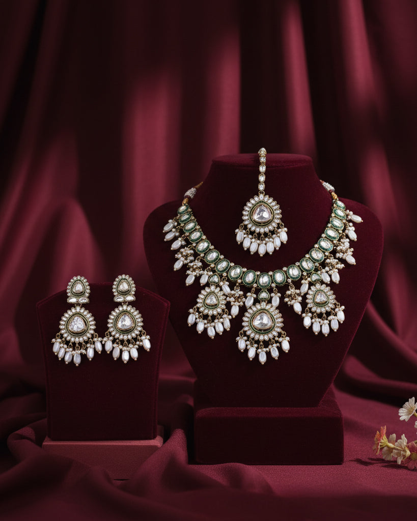 Rameeqa Designer Necklace Set with Earring and Mangteeka