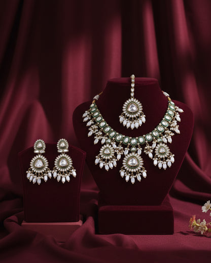 Rameeqa Designer Necklace Set with Earring and Mangteeka