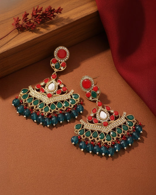 Emerald Red Atharva Chandbali