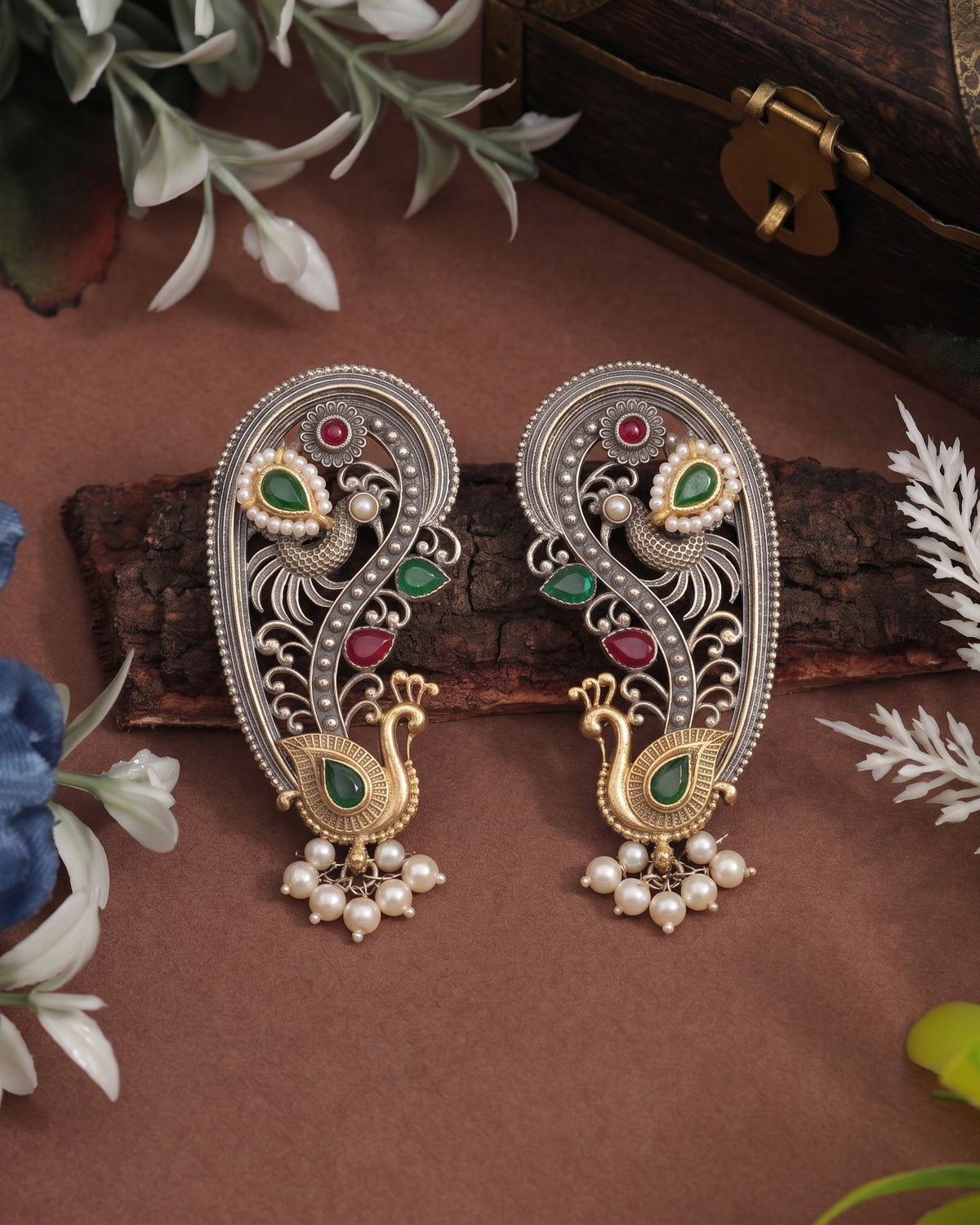 Green-Ruby Aishra Designer Ear Cuff Earring