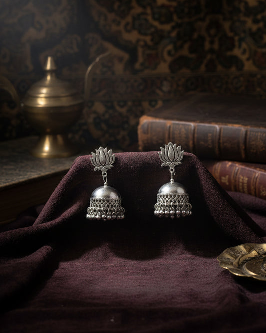 Silver Faizan Oxidised Jhumka Earrings