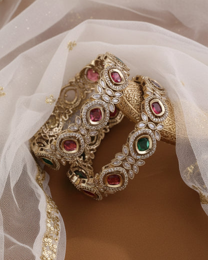 Raunav Victorian Polki Bangle - Pair