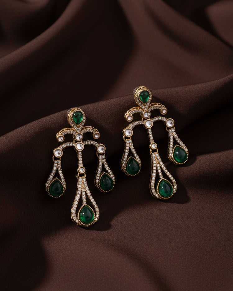 Green Urvi Premium Designer Zircone Earring