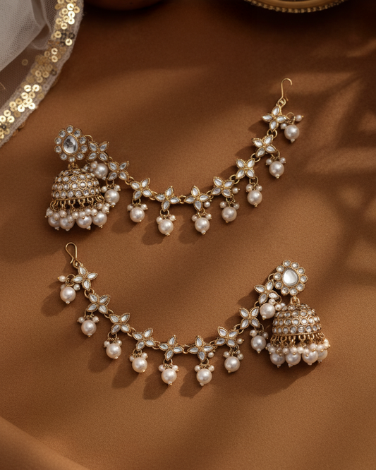 Aditi Bahubali Jhumki Earring with Kaan Chain