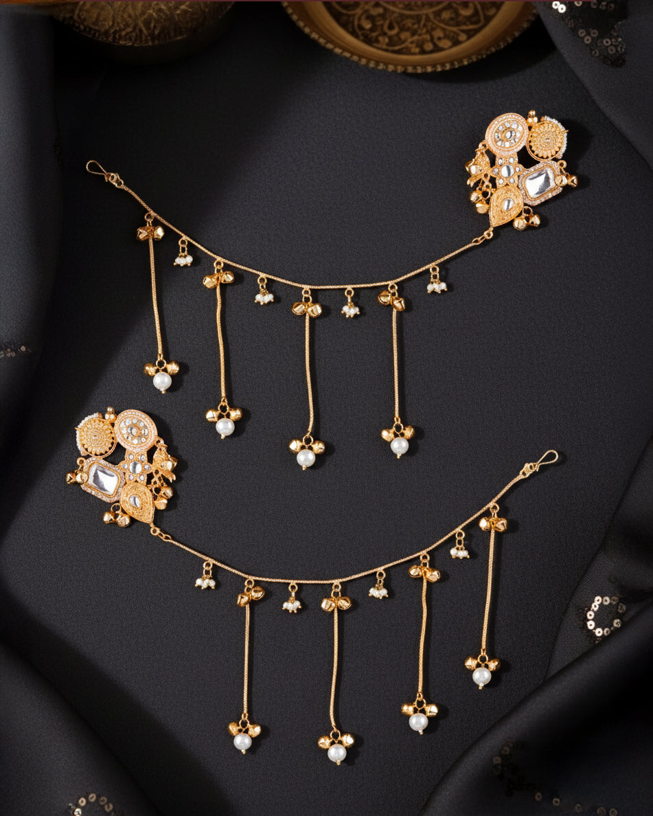 Silver Yuvika Bahubali Earring with Kaan Chain