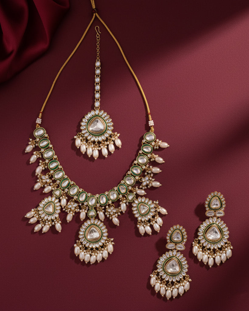 Rameeqa Designer Necklace Set with Earring and Mangteeka