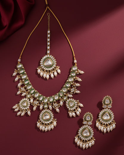 Rameeqa Designer Necklace Set with Earring and Mangteeka
