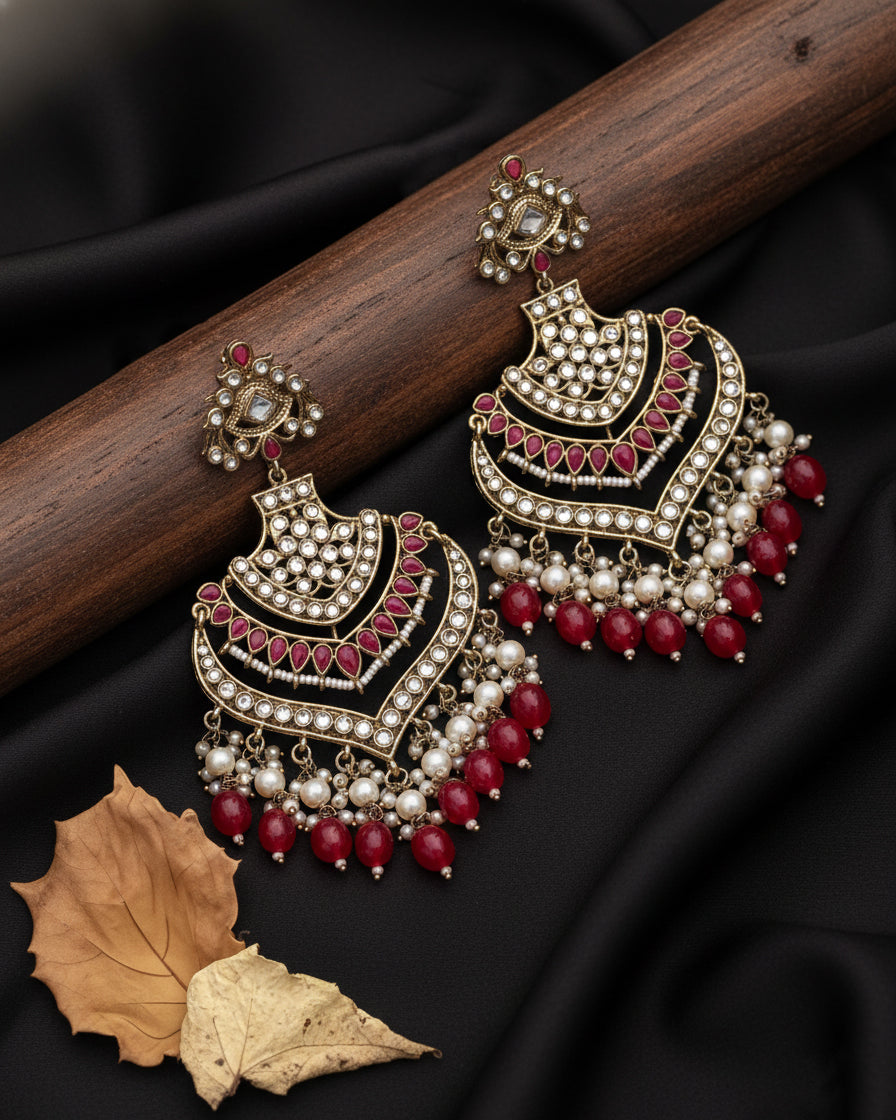 Dark Pink Barkha Chandbali