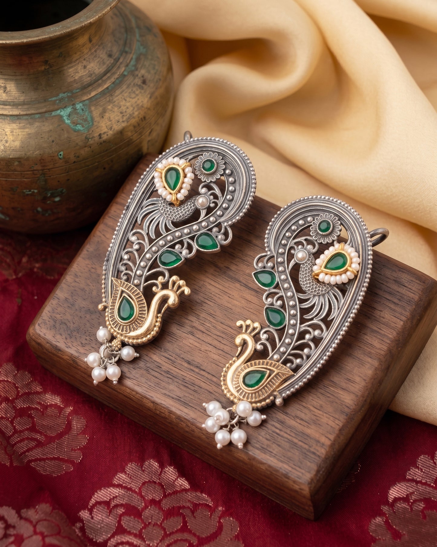 Green Aishra Designer Ear Cuff Earring