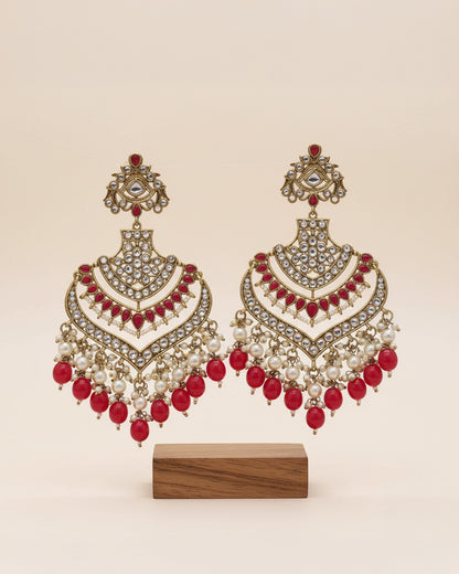 Red Barkha Chandbali