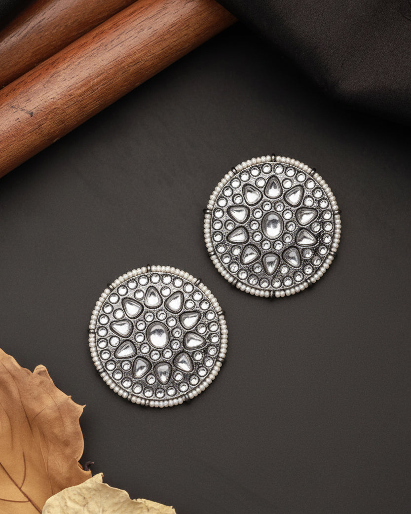 Black Sanya Kundan Studs
