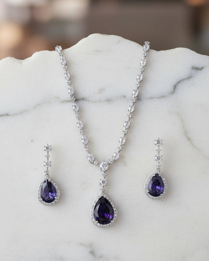Purple Elysia AD Pendant Necklace Set