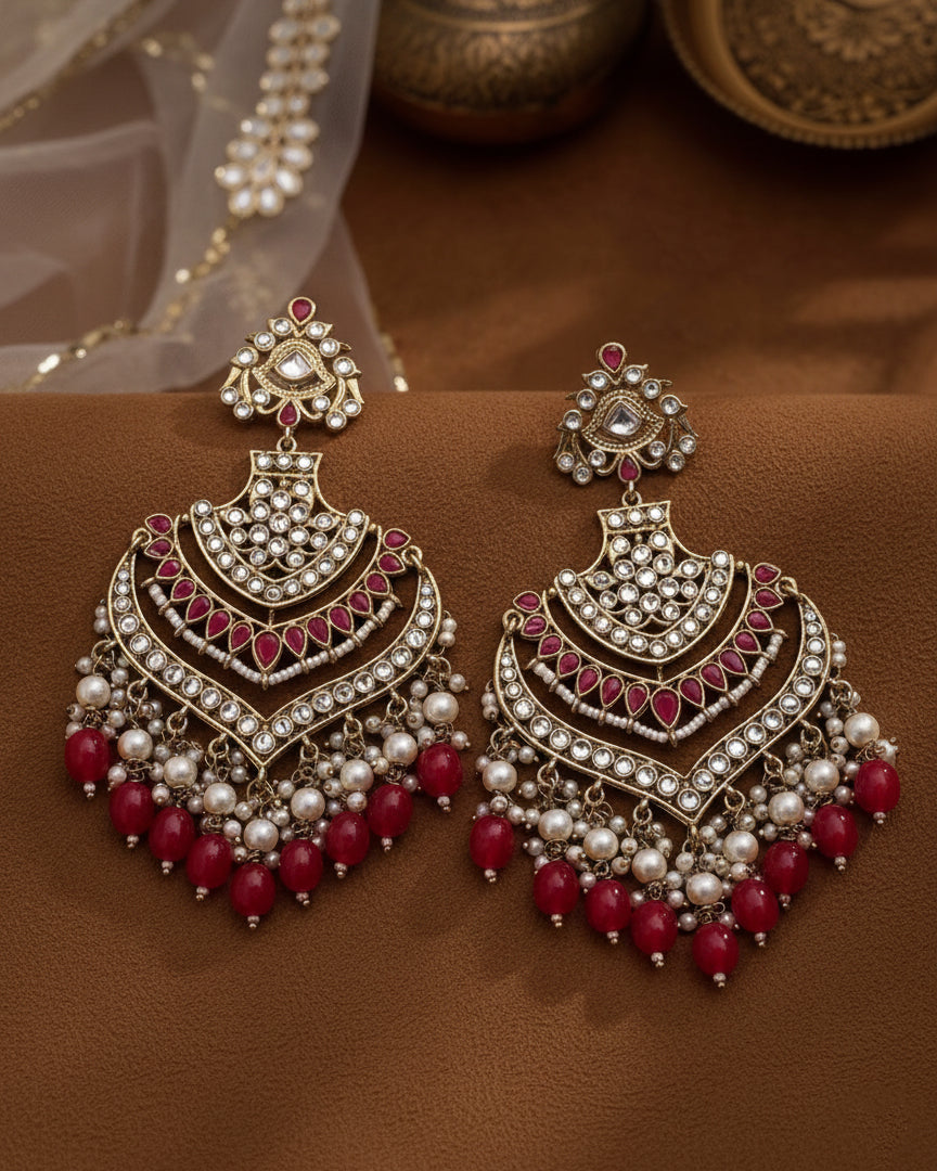 Dark Pink Barkha Chandbali