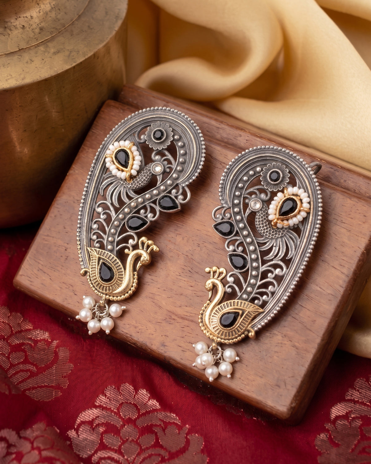 Black Aishra Designer Ear Cuff Earring