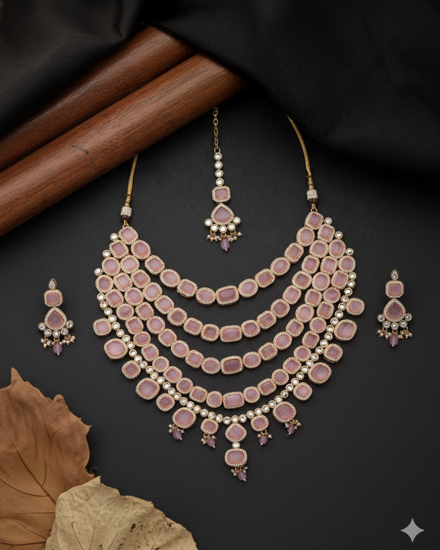 Blush Parineeti Wedding Necklace Set - Gold