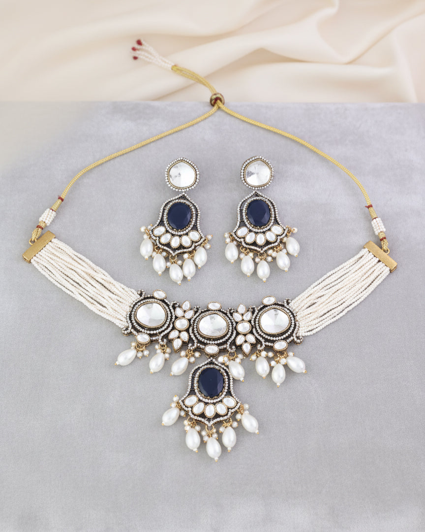 Blue Rowan Premium Monalisa Necklace Set with Earring