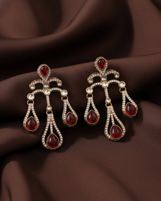 Red Urvi Premium Designer Zircone Earring