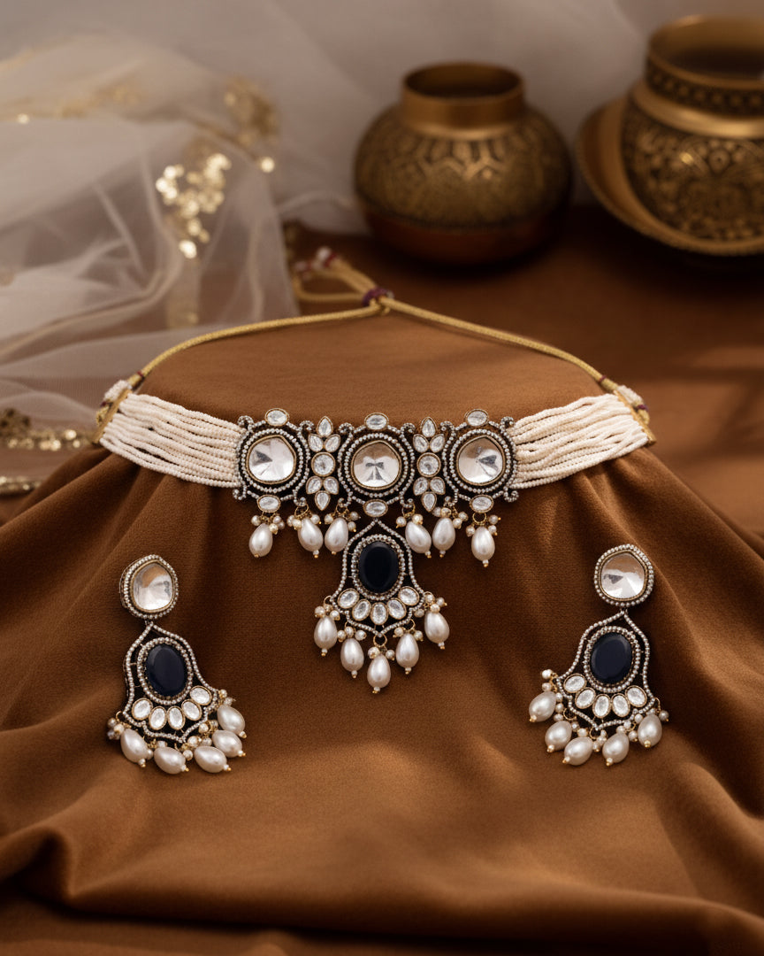 Blue Rowan Premium Monalisa Necklace Set with Earring