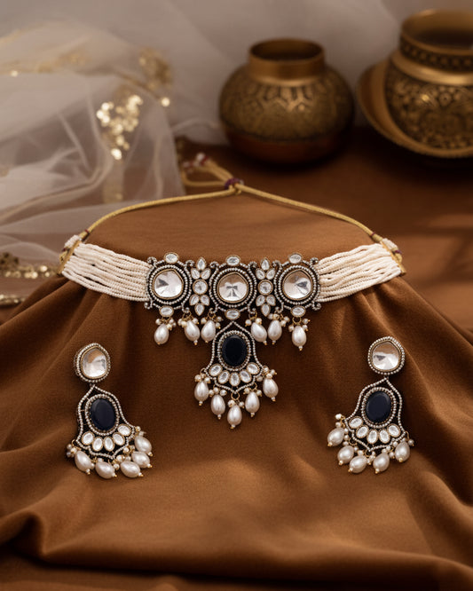 Blue Rowan Premium Monalisa Necklace Set with Earring