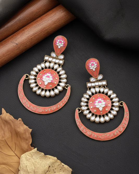 Peach Shobha Meenakari Earring