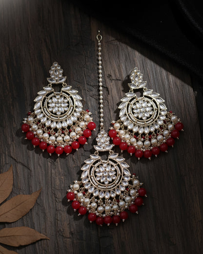 Red Shaili Teeka Earring