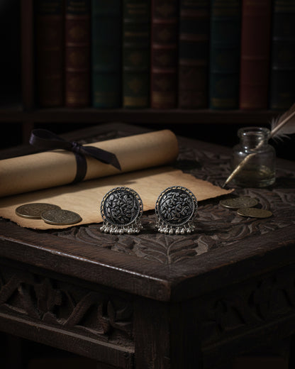 Black Hamsika Oxidised Stud Earrings
