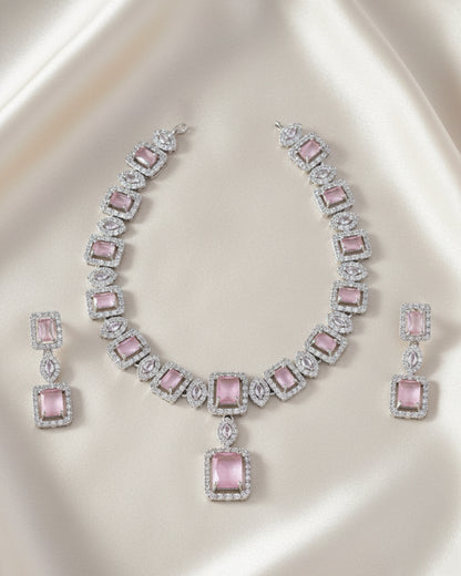 Blush Fiona AD Necklace Set with Earrings
