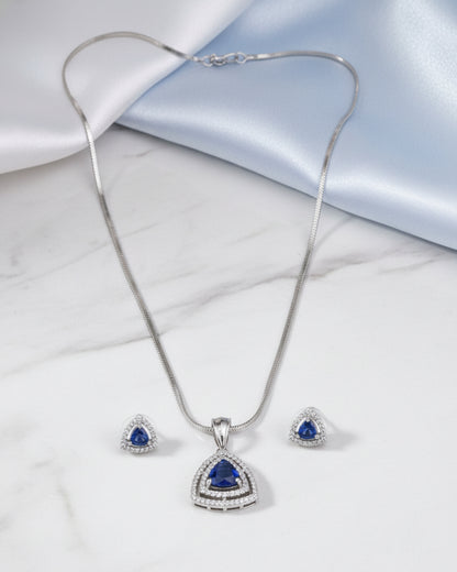 Blue Ava AD Pendant Necklace Set