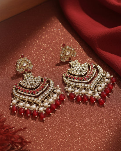 Red Barkha Chandbali