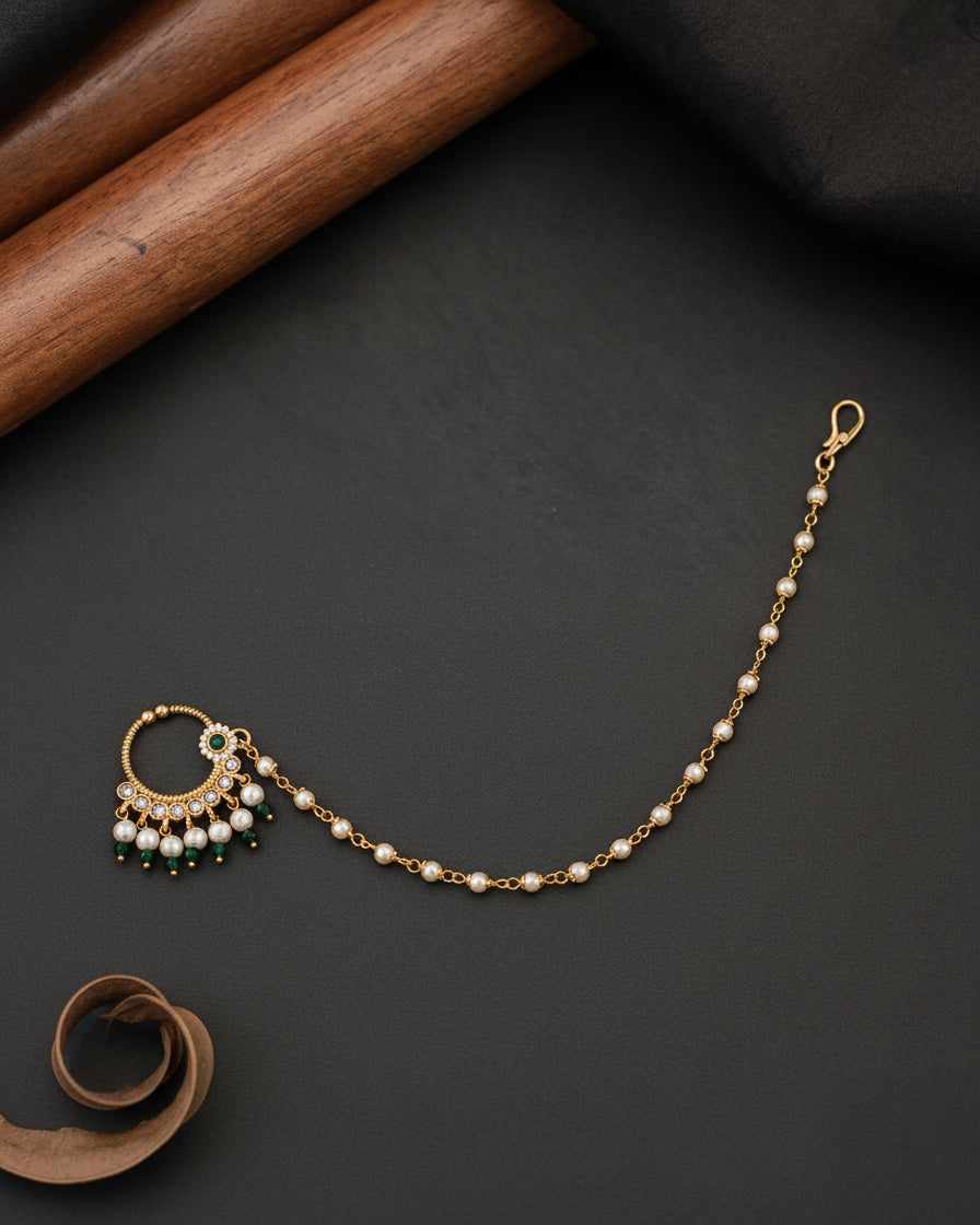 Green Kishvar Nath Non Pierced Nose Ring