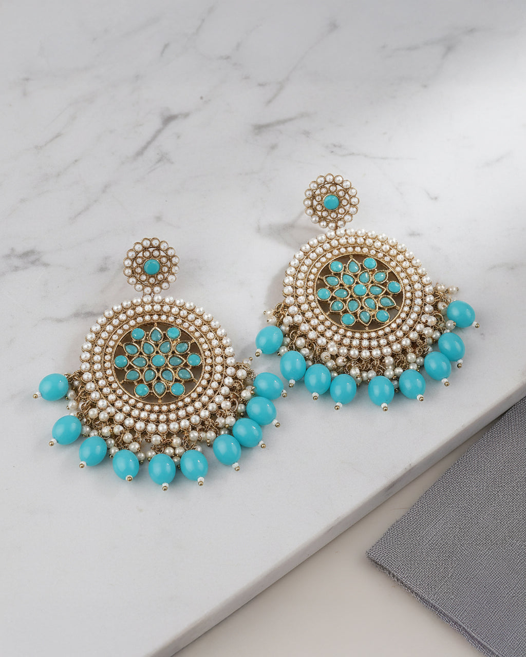 Turquoise Damini Chandbali