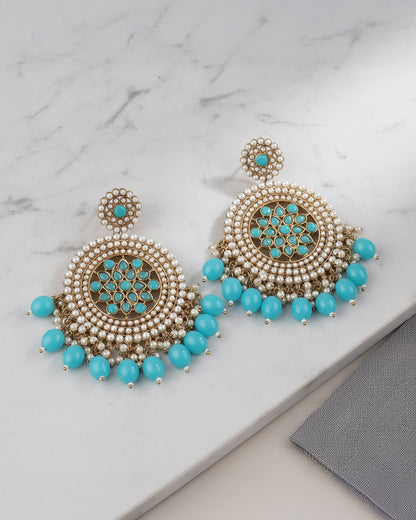 Turquoise Damini Chandbali