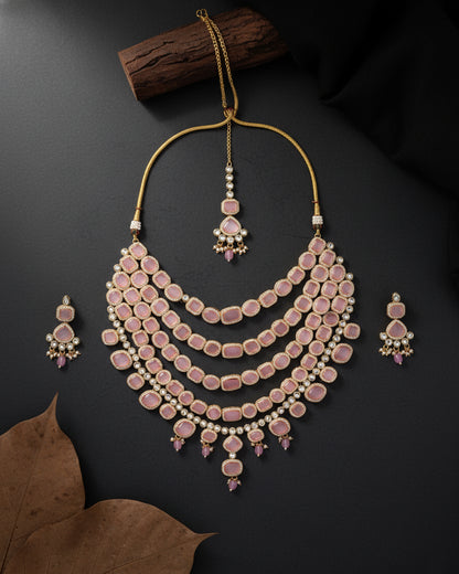 Blush Parineeti Wedding Necklace Set - Gold