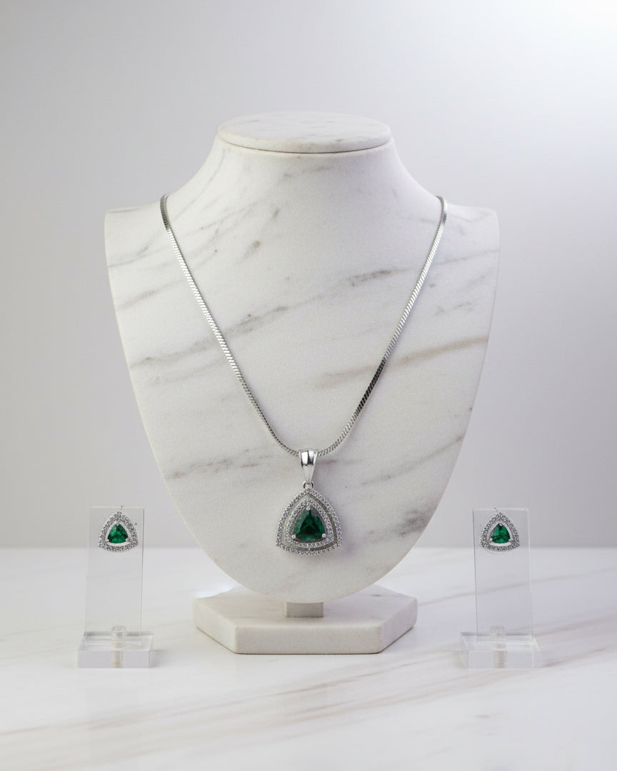 Green Ava AD Pendant Necklace Set
