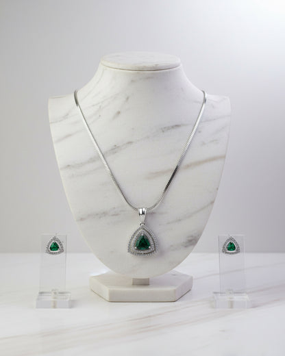 Green Ava AD Pendant Necklace Set