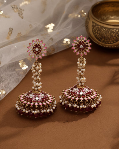 Maroon Iffat Designer Earring