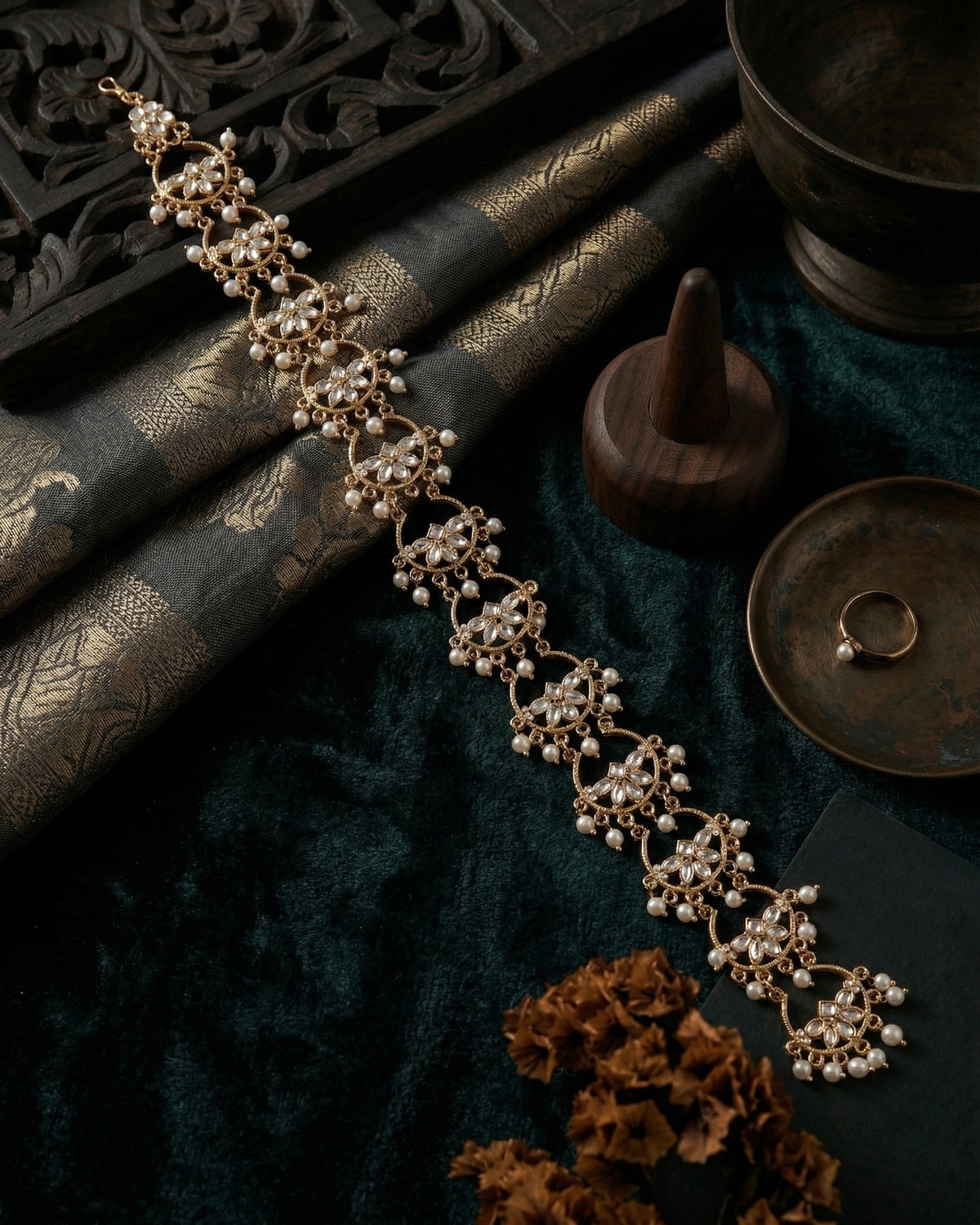 Pearl Vasumati Head Chain Braid Jewellery