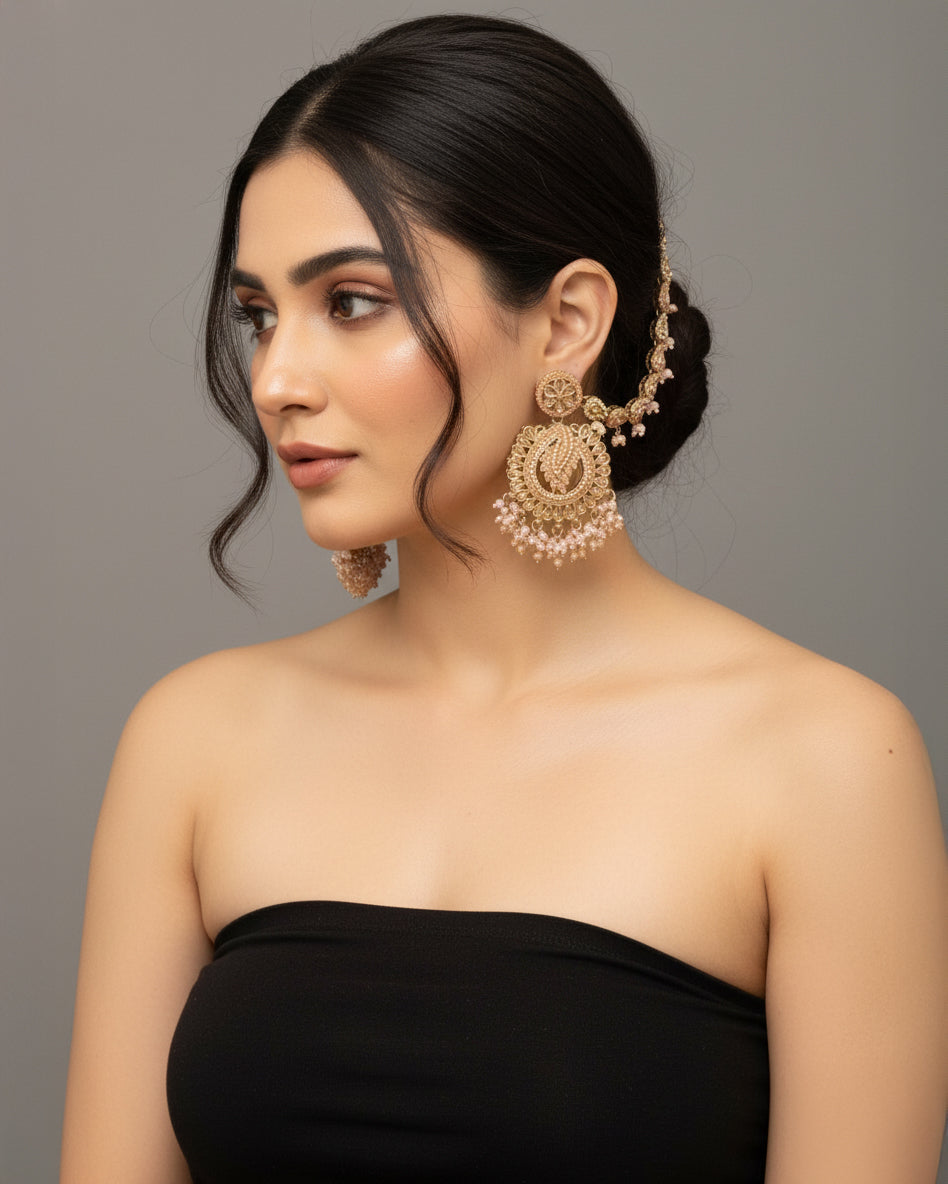 Blush Arajashree Bahubali Chandbali with Sahara