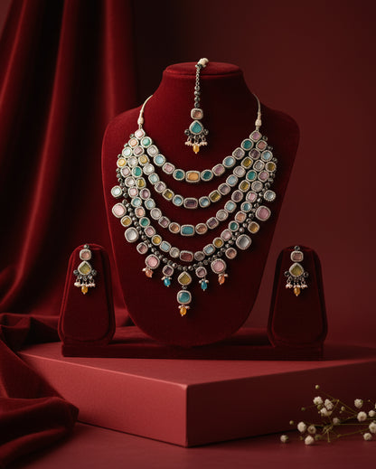 Multi Parineeti Wedding Necklace Set - Black